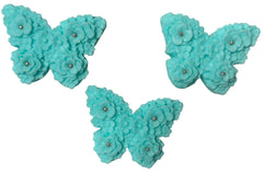 Set 3 decoratiuni comestibile din zahar, Fluturi bleu Decoratiuni din Pasta de Zahar Nati Shop