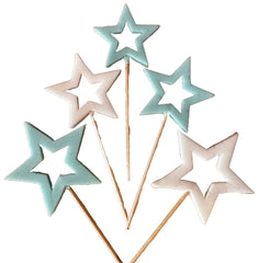 Set 5 decoratiuni comestibile din zahar, Stelute Decoratiuni din Pasta de Zahar Nati Shop