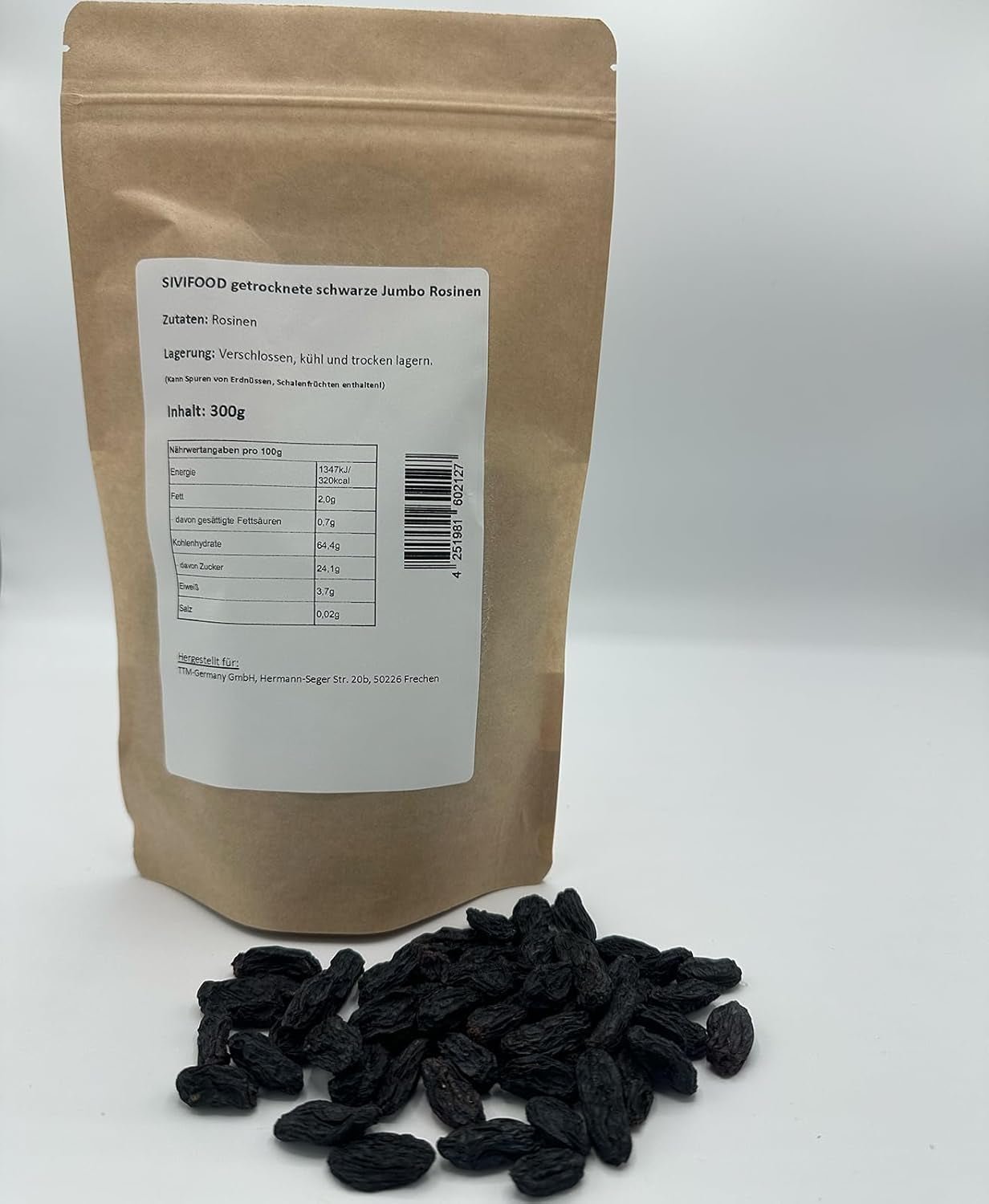 SIVIFOOD sultane negre jumbo 300g - sultane negre mari și delicioase de calitate superioară, uscate în mod natural struguri dulci fructiferi nesulfurați neîndulciți neîndulciți fără ulei fără aditivi Kishmish Produse deshidratate Naty Shop