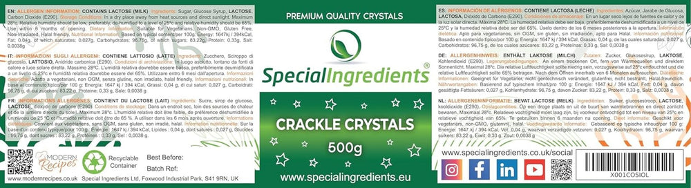 Special Ingredients Crackle Crystals Crackle 500g Cea mai înaltă calitate, fără OMG, ideal pentru prăjituri, dulciuri și înghețată Pasta de zahar Naty Shop