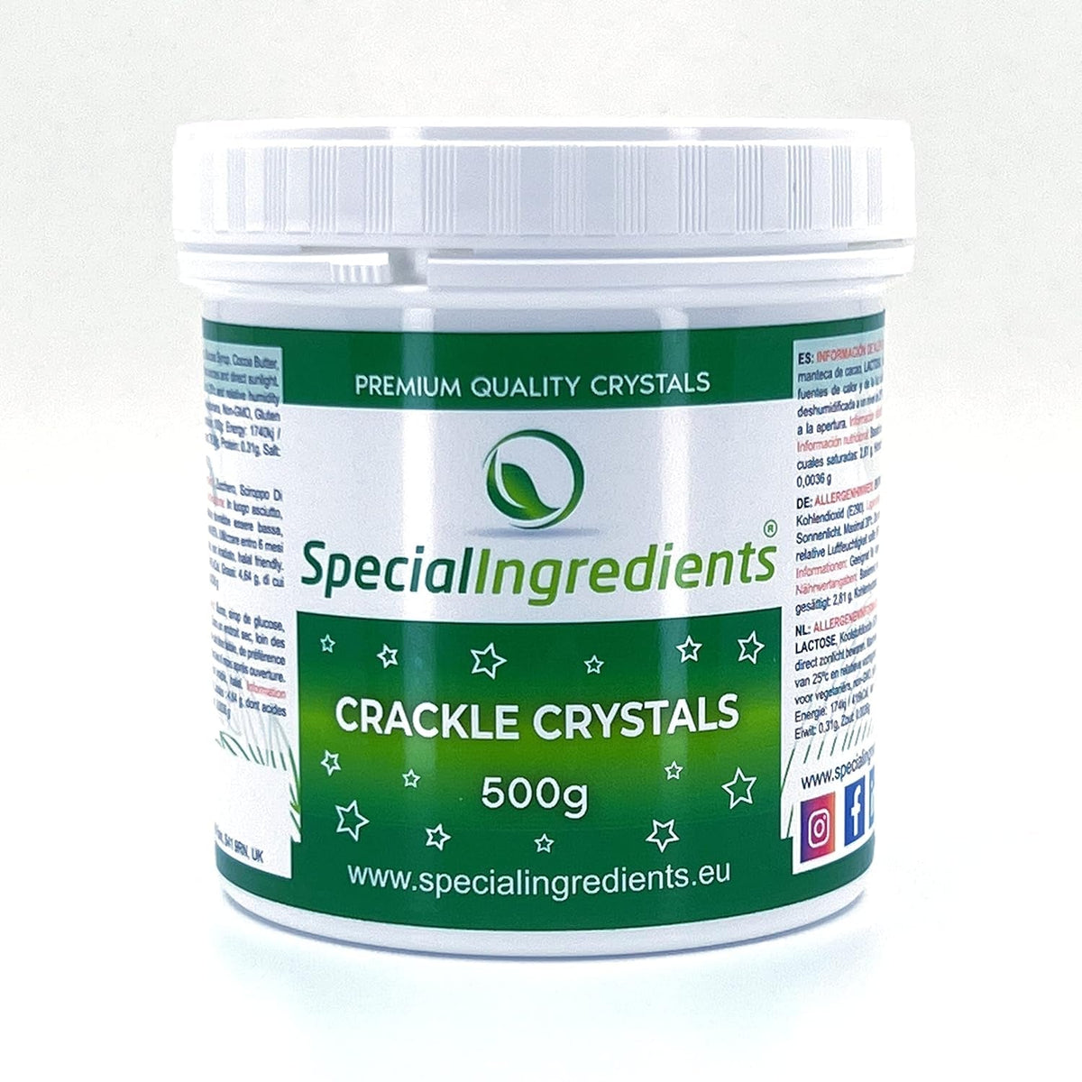 Special Ingredients Crackle Crystals Crackle 500g Cea mai înaltă calitate, fără OMG, ideal pentru prăjituri, dulciuri și înghețată Pasta de zahar Naty Shop 500 G (1 pachet)