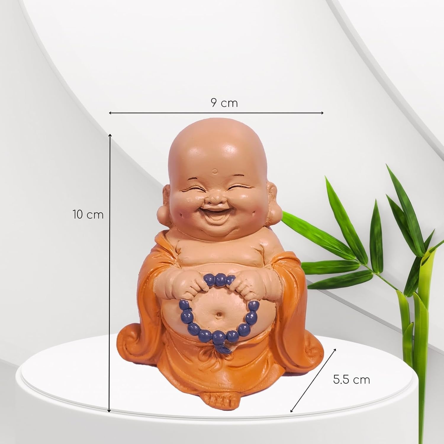 Statuetă Buddha râzând cu rozariu - Figurină inspirată și veselă - Talisman norocos plin de pozitivitate - Idee de cadou drăguță și spirituală - -H 10 cm - Zen'Light Statuete si sculpturi Naty Shop