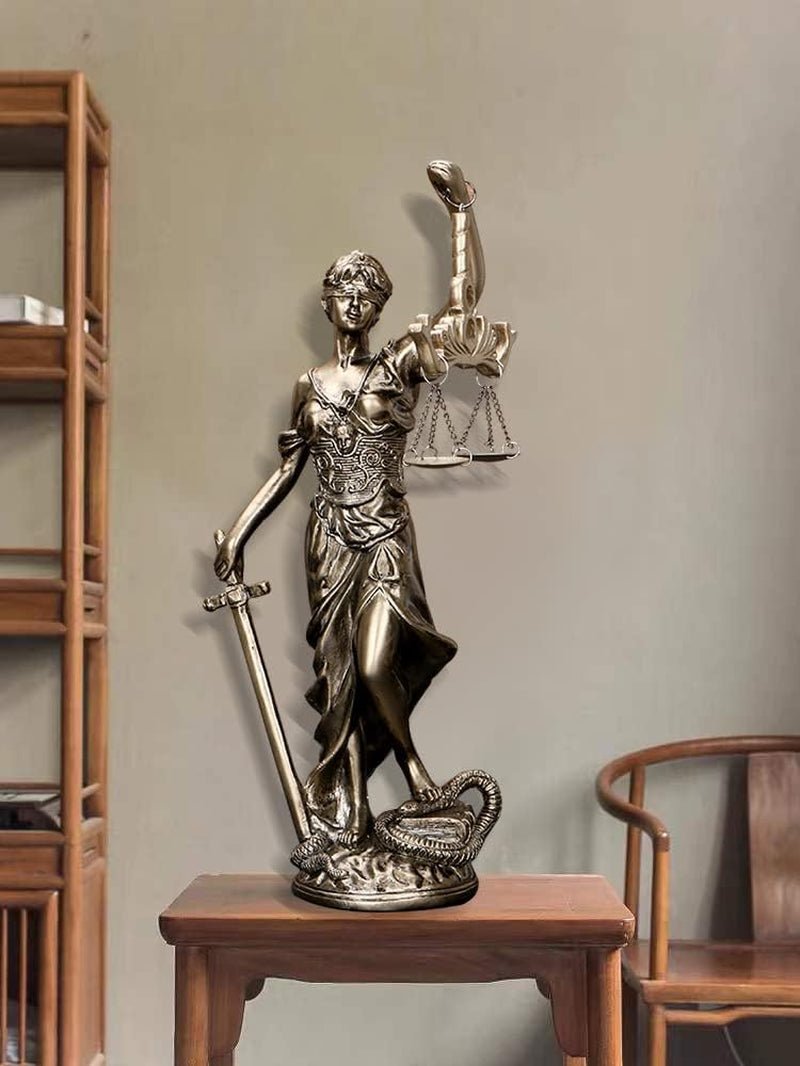 Statuia Doamna Justiției, 30,5 cm, statuie pentru justiție, zeița justiției, sculptură a justiției, înger greco-roman, justiție, statui oarbe pentru decor, Statuete si sculpturi Naty Shop