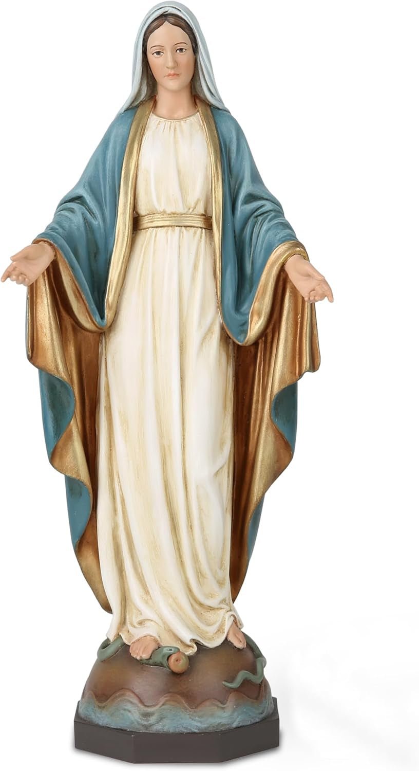 Statuie catolică BC a Doamnei noastre de Grație, figura Fecioarei Maria pentru altar, cadou religios pentru mamă, decorațiuni catolice pentru casă, 34,3 cm înălțime, pictată manual de Buildclassic (elegant) Statuete si sculpturi Naty Shop Elegant 10.8 inch H