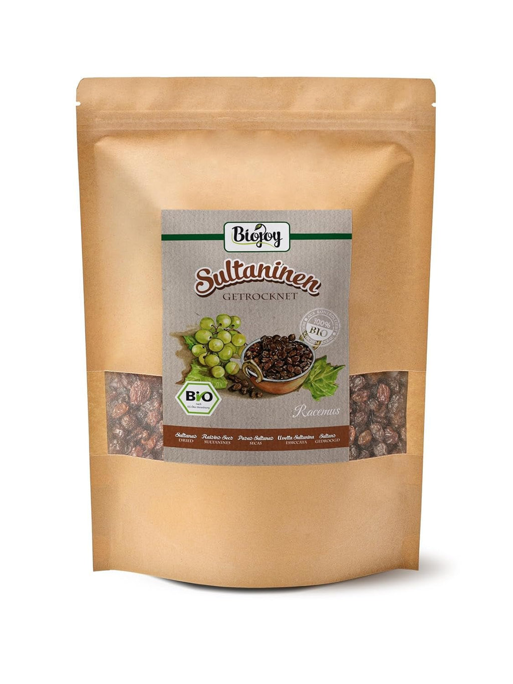 Sultane bio Biojoy (500 g), uscate și nesulfurate Produse deshidratate Naty Shop 1 kg (1 pachet)