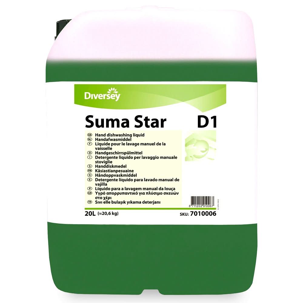 Suma Star D1 - Manuelles konzentriertes Flüssigwaschmittel für professionelles Geschirr 20L Detergenti Nati Shop
