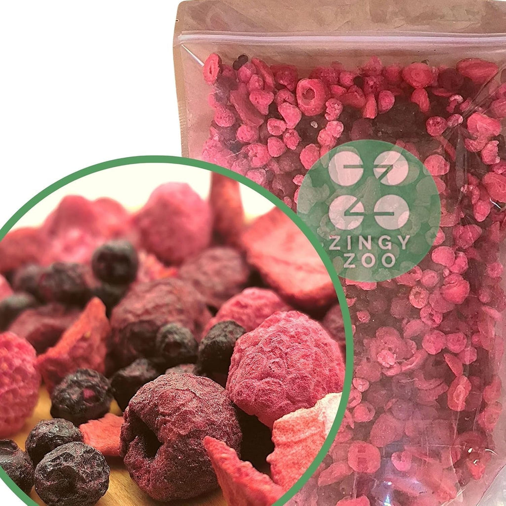 Super Berries Freeze-Dried Fruit Mix | XL 300g Fructe uscate fără zahăr | Fructe uscate | Fructe uscate Freeze-Dried Strawberries Raspberries Blueberries Freeze-Dried ZingyZoo Produse deshidratate Naty Shop 300G