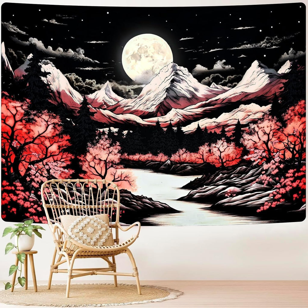 Tapiserie alishomtll mountain scene moon forest munti Casa - Accesorii si Decoratiuni Naty Shop