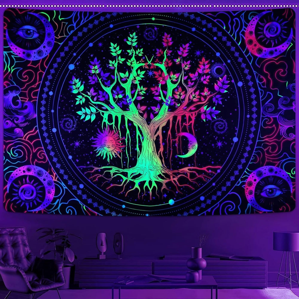 Tapiserie alishomtll tree life fluorescent sun and moon Casa - Accesorii si Decoratiuni Naty Shop