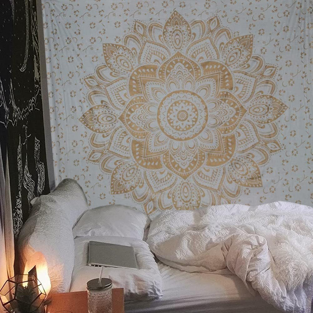 Tapiserie aur metalic mandala bumbac indian plaja arunca Casa - Accesorii si Decoratiuni Naty Shop