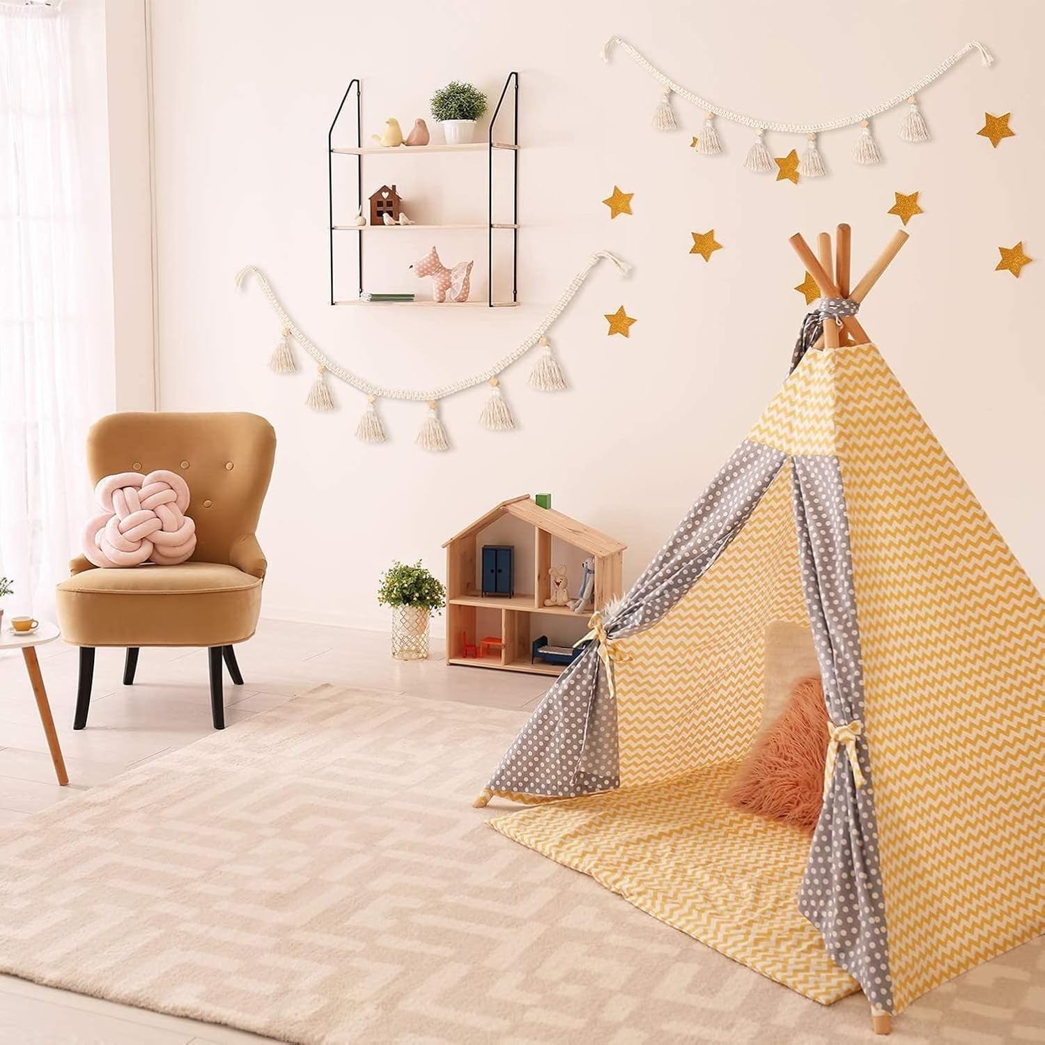 Tapiserie bucati franjuri ghirlanda banner bumbac tesute Casa - Accesorii si Decoratiuni Naty Shop