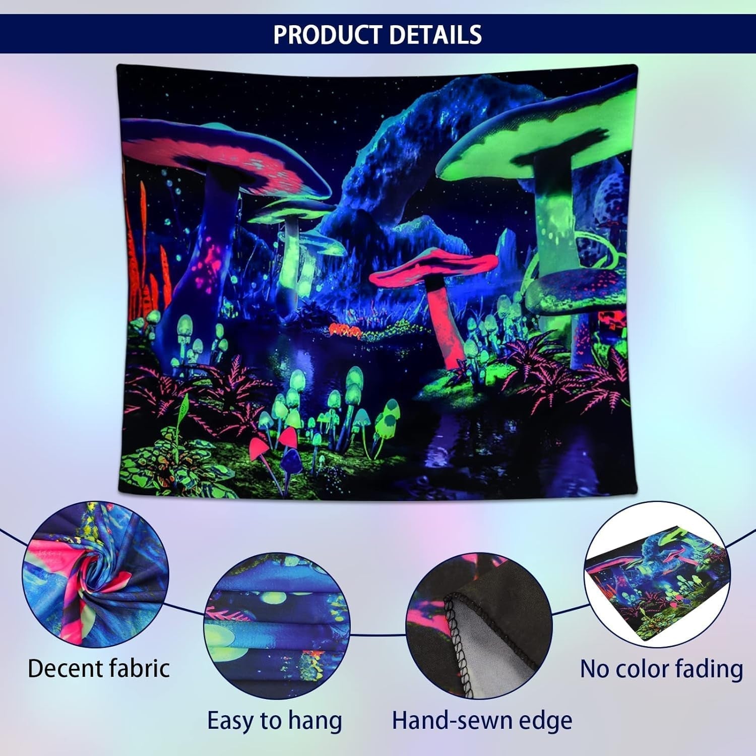 Tapiserie dremisland blacklight mushroom psychedelic reactive galaxy wall Casa - Accesorii si Decoratiuni Naty Shop