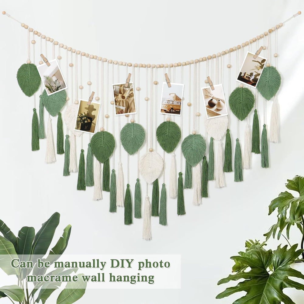 Tapiserie dremisland mare bej frunze verzi ciucure Casa - Accesorii si Decoratiuni Naty Shop