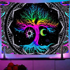 Tapiserie fluorescent tree life psychedelic moon Casa - Accesorii si Decoratiuni Naty Shop Default Title