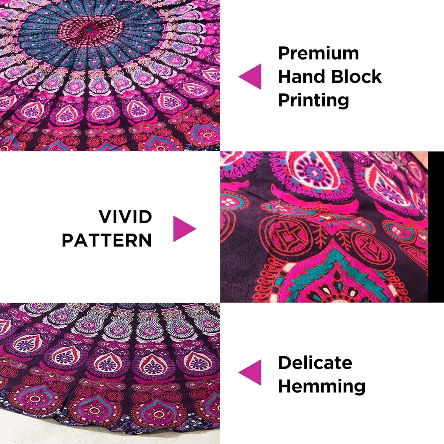 Tapiserie india prosop plaja rotund mandala hippie violet Casa - Accesorii si Decoratiuni Naty Shop