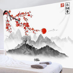 Tapiserie japoneza panza red cherry blossoms sun wall Casa - Accesorii si Decoratiuni Naty Shop