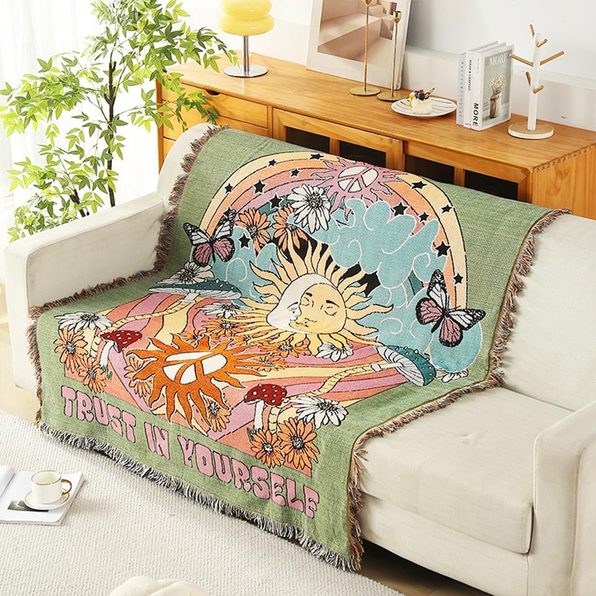 Tapiserie lumisyne double sided bumbac tesute patura arunca Casa - Accesorii si Decoratiuni Naty Shop Soare