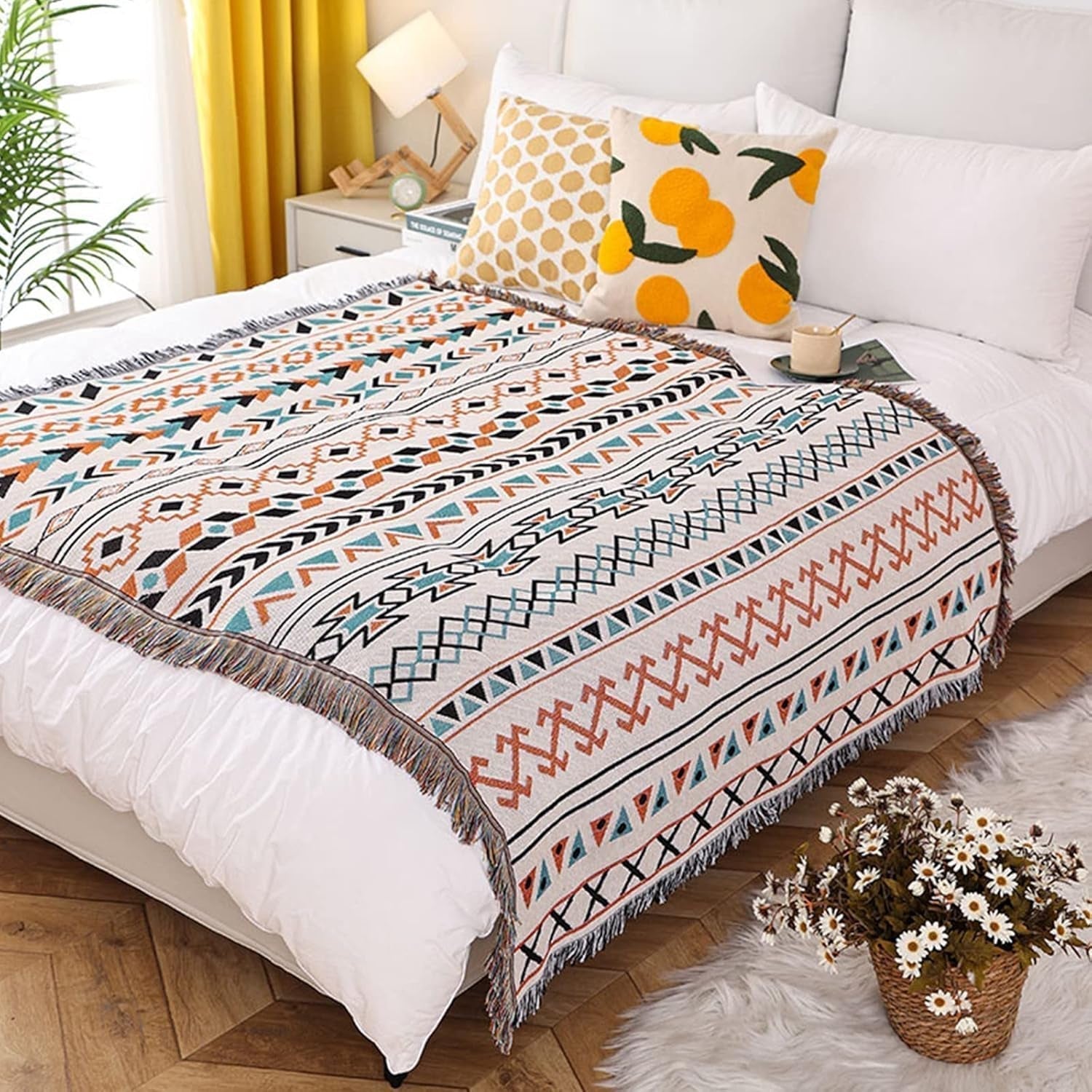Tapiserie lumisyne double sided bumbac tesute patura arunca Casa - Accesorii si Decoratiuni Naty Shop Fair Isle