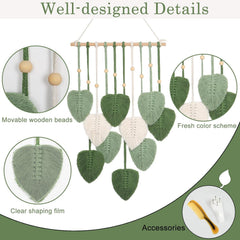 Tapiserie manual margele lemn frunze verzi Casa - Accesorii si Decoratiuni Naty Shop
