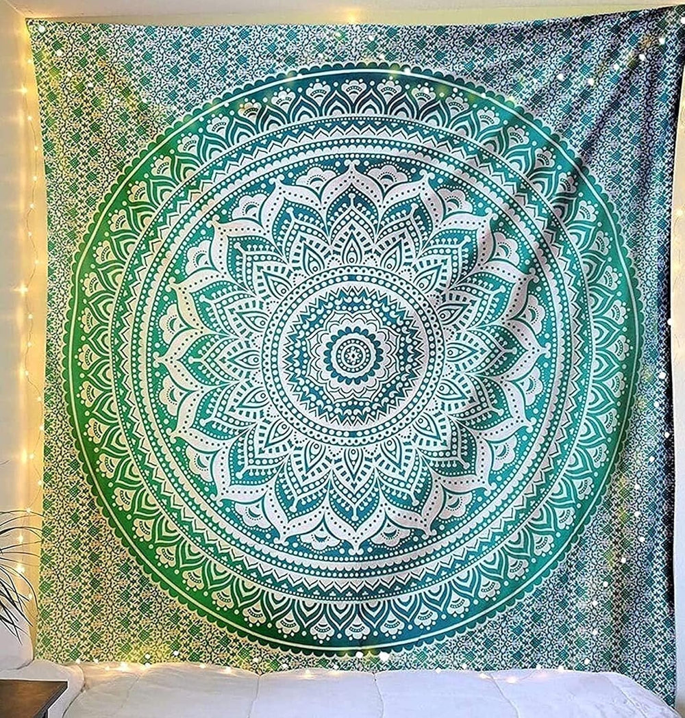 Tapiserie rajrang mandala bumbac verde mare Casa - Accesorii si Decoratiuni Naty Shop