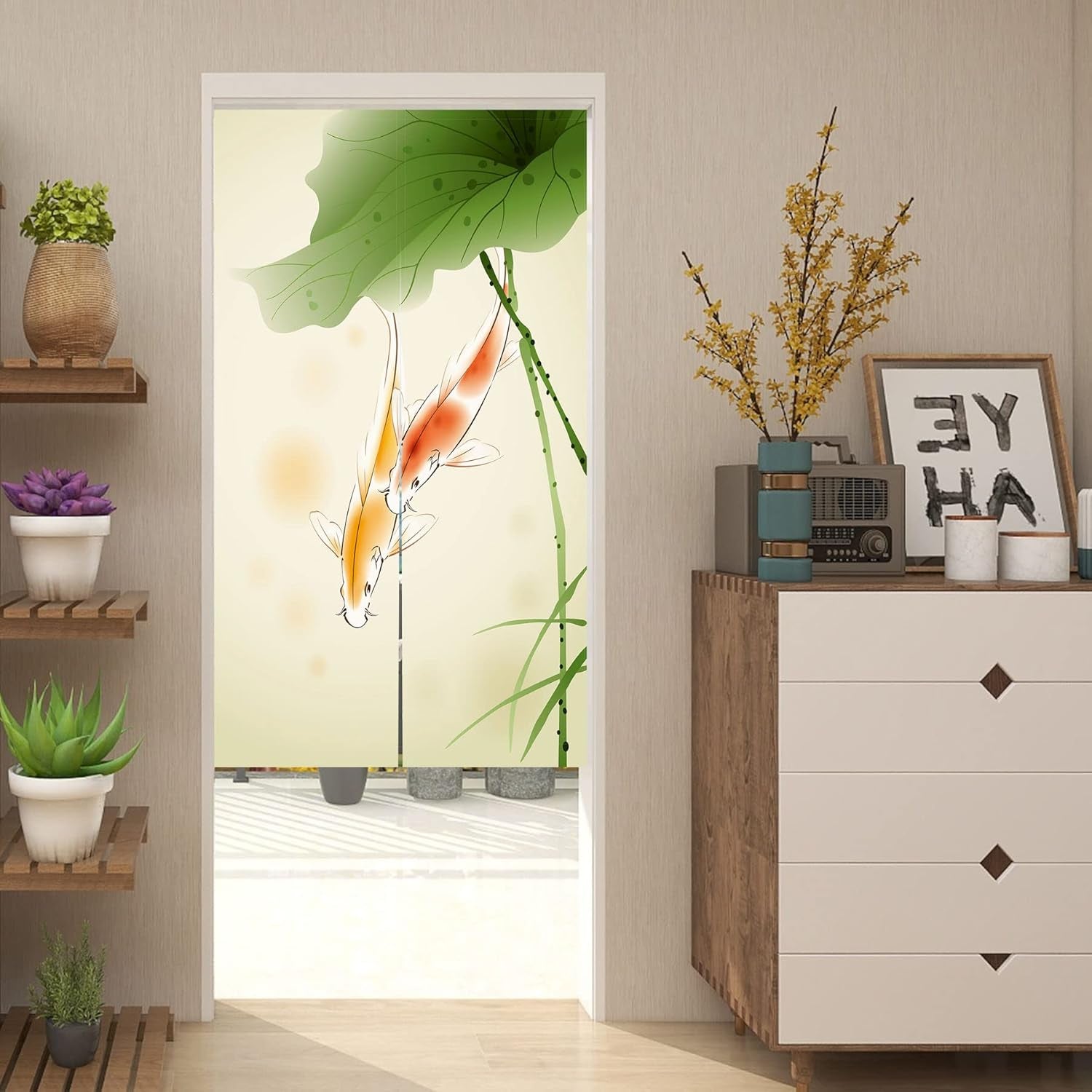 Tapiserie stil japonez lenjerie groasa noren lunga lotus Casa - Accesorii si Decoratiuni Naty Shop