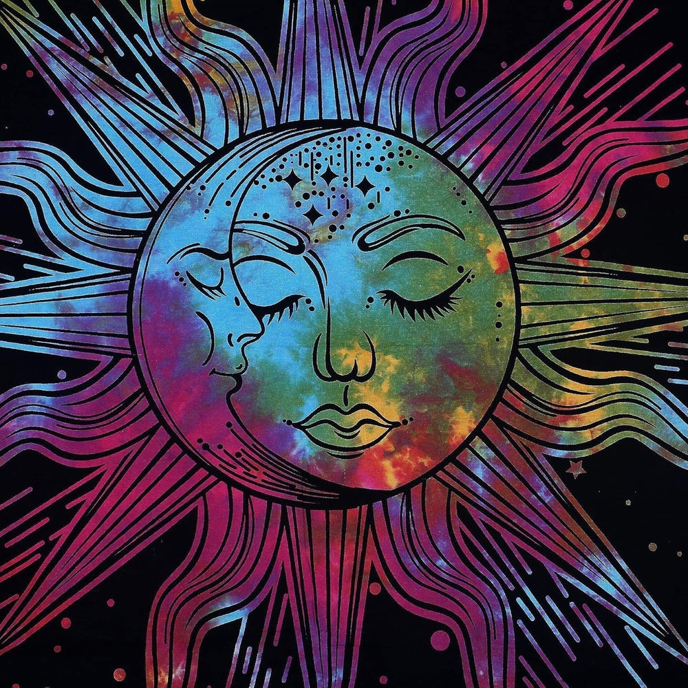 Tapiserie sun moon star spiritual asthetic rainbow bumbac Casa - Accesorii si Decoratiuni Naty Shop