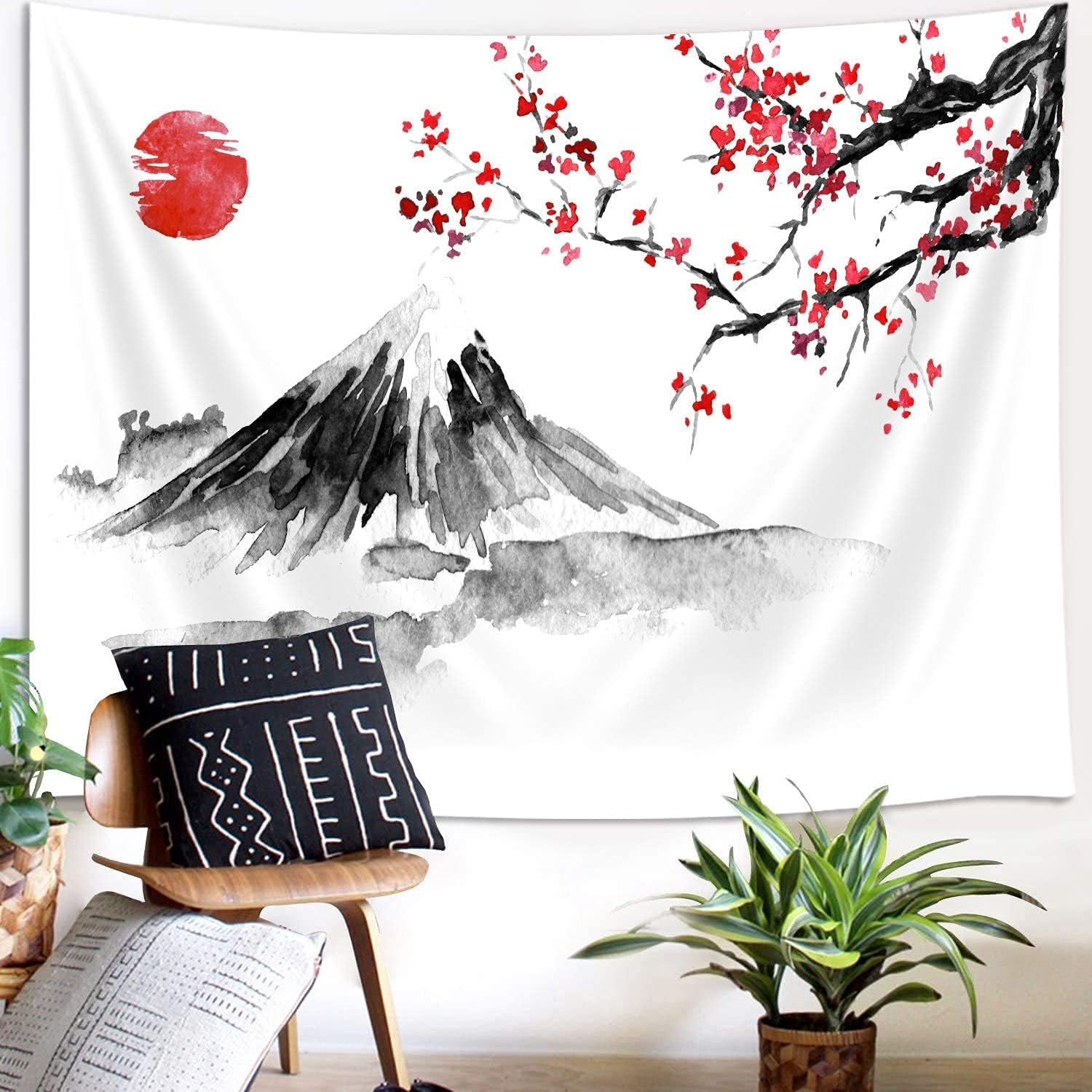Tapiserie yisumei estetica luna flori negru dimensiune Casa - Accesorii si Decoratiuni Naty Shop Roșu 150L X 130B Cm