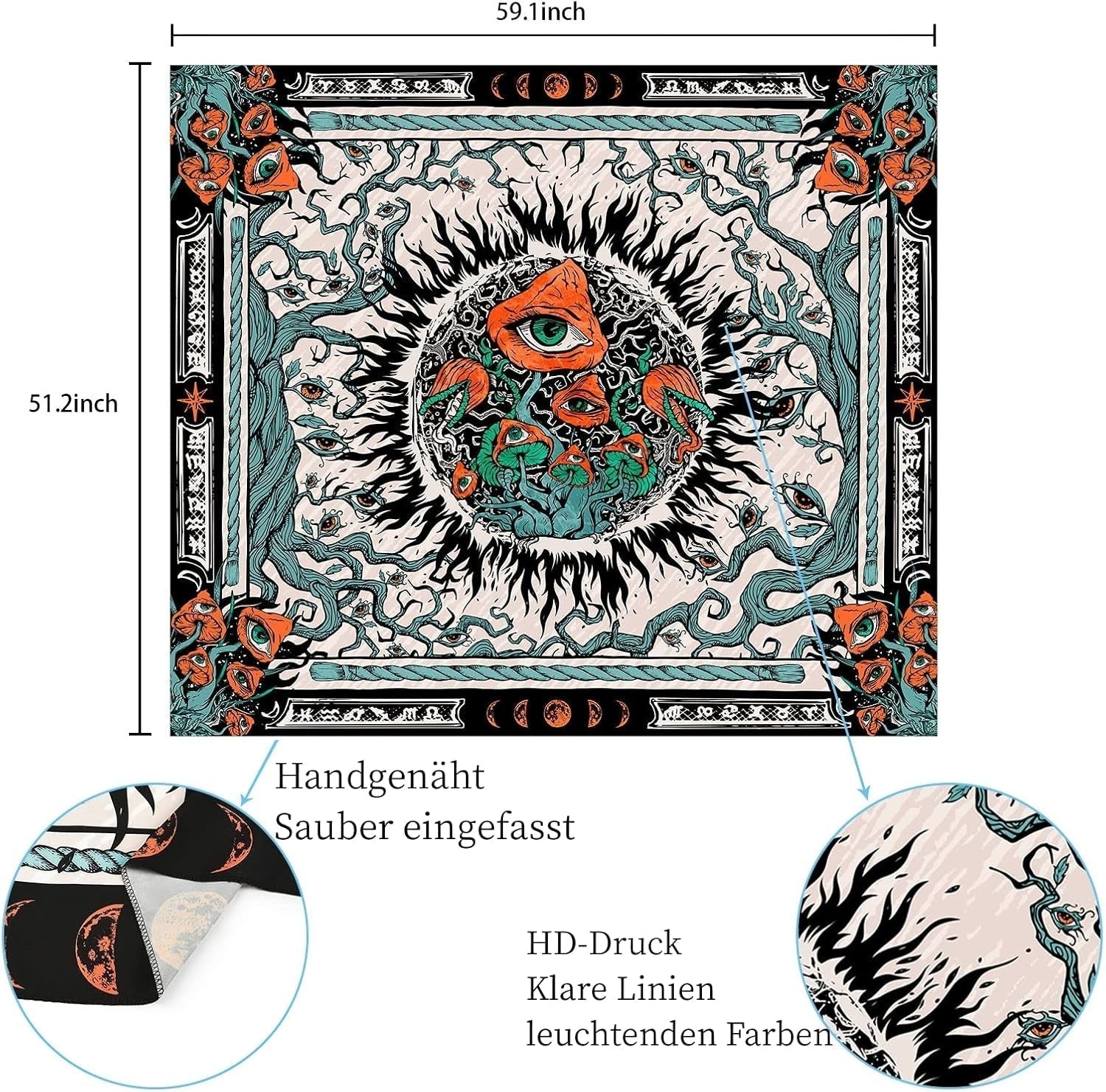 Tapiserie yrendenge ciuperci arderea soarelui panza hippie eyes Casa - Accesorii si Decoratiuni Naty Shop