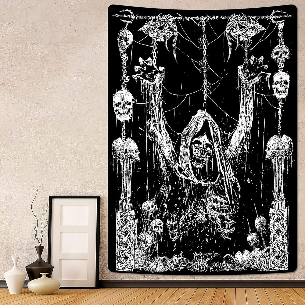Tapiserie yrendenge craniu uman negru alb Casa - Accesorii si Decoratiuni Naty Shop