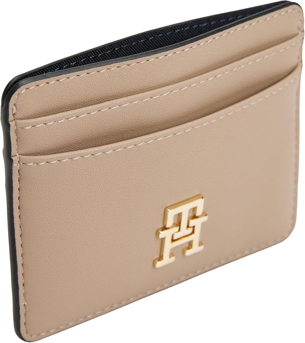 Tommy Hilfiger ladies card holder Feminin cu logo, Bej (Coastal Taupe), Marime unica Portofel Barbati Naty Shop