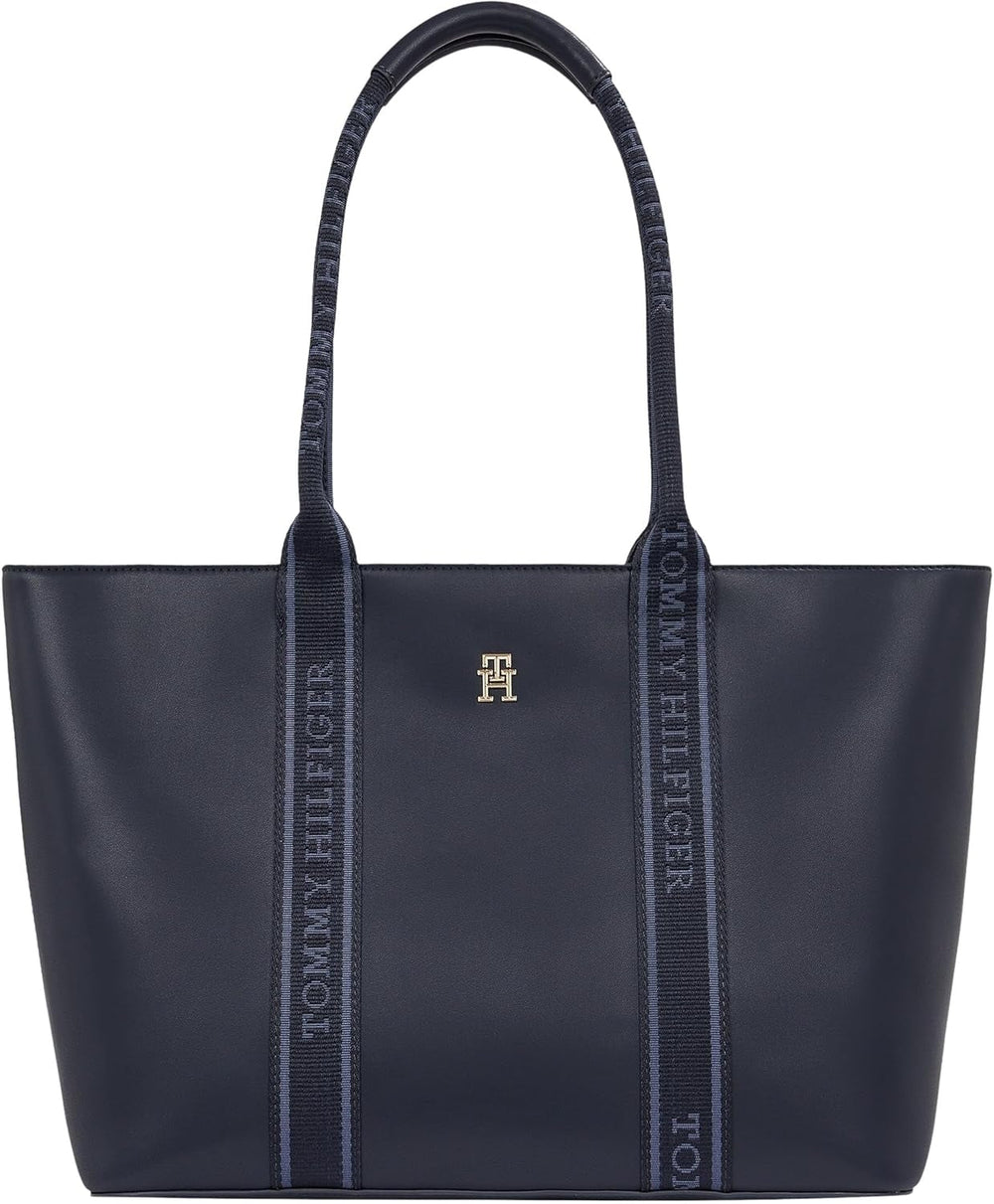 Tommy Hilfiger Th Logotape Tote Aw0aw17198 Tote Bag Genti Femei Naty Shop Albastru (Space Blue)