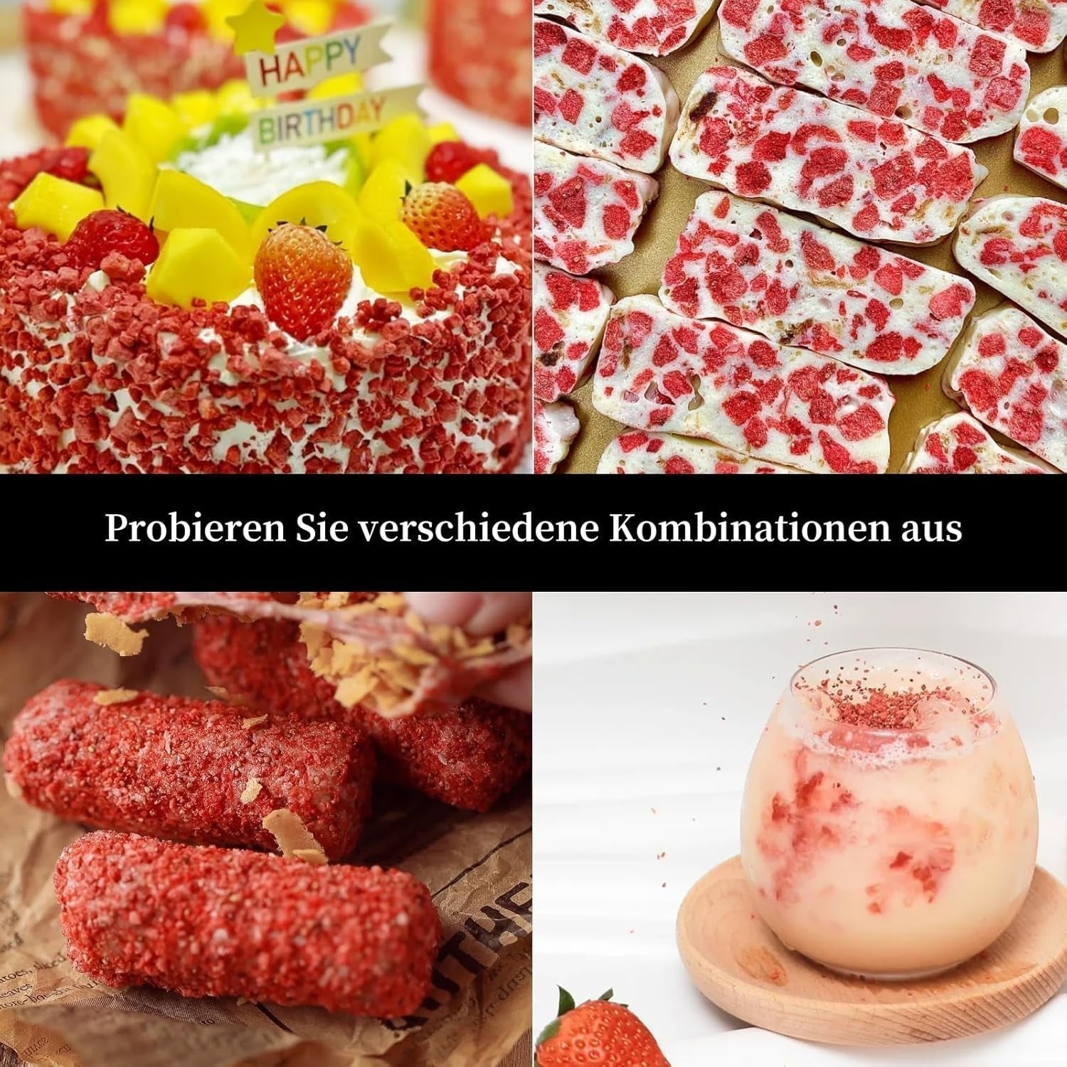 ULTHMOK căpșuni liofilizate 180 g - fără aditivi, căpșuni zdrobite din conserve practice Produse deshidratate Naty Shop