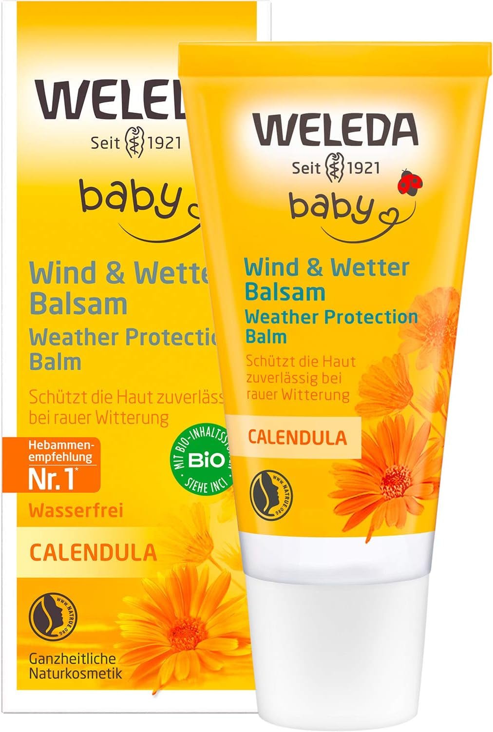 WELEDA Organic Baby Calendula Wind & Weather Balm - Cremă de față și cremă de mâini pentru cosmetice naturale cu ulei de migdale și ulei de susan pentru a proteja pielea sensibilă și uscată a bebelușului de vreme aspră și frig (1x 30 ml) Copii - Baie si Skincare Naty Shop Titlu implicit
