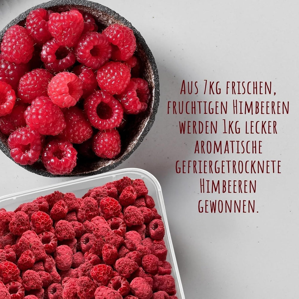 Zmeură liofilizată, FĂRĂ produse chinezești, 500g fructe întregi liofilizate, fără aditivi, fructate, fabricate în Germania Produse deshidratate Naty Shop